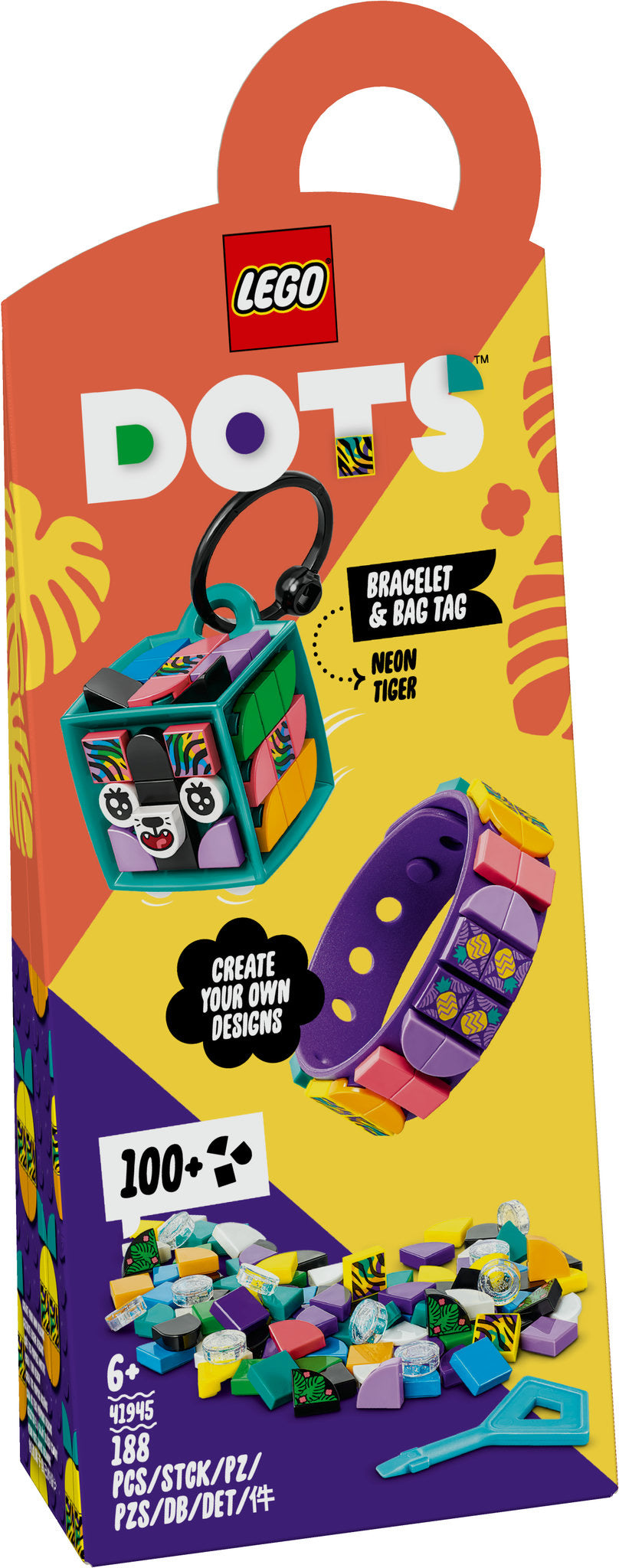 LEGO DOTS - Neon-Tiger Armband & Taschenanhänger (41945)